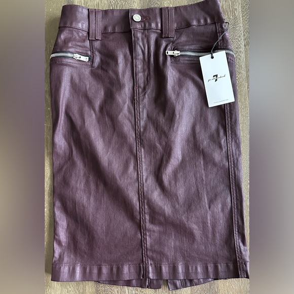 7 for All Mankind coated pencil skirt in burgundy. SZ 26, NWT - Picture 2 of 5